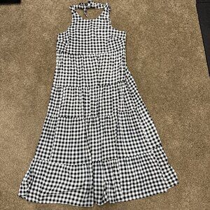 Torrid Maxi Halter Tiered Dress Womens 1X Black White Check Cutie Pie Gingham